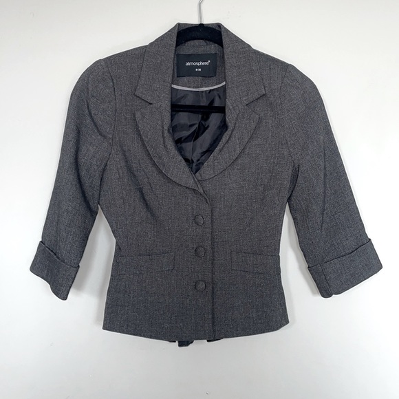 Dark Grey 3/4 Sleeve Blazer - Picture 1 of 7